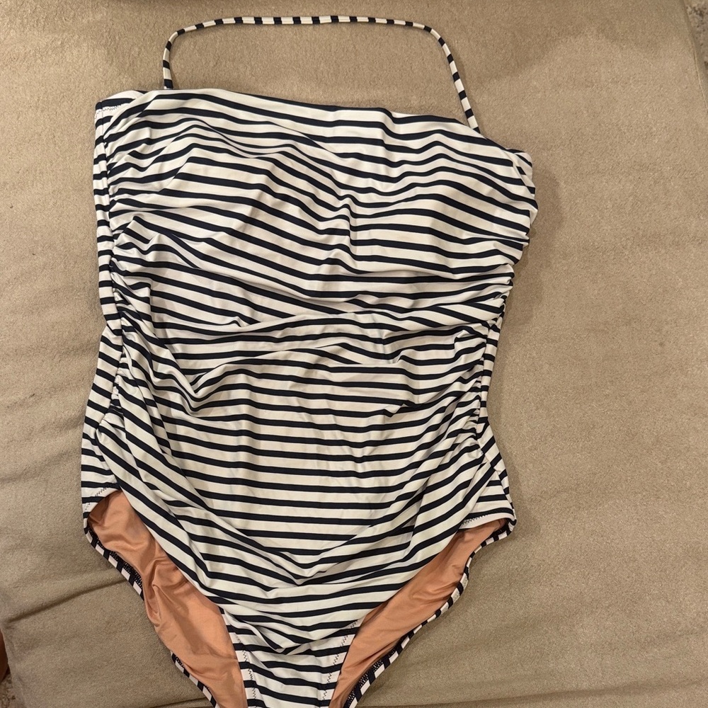 J. Crew Re-Imagined Swimsuit with Black and White Stripes